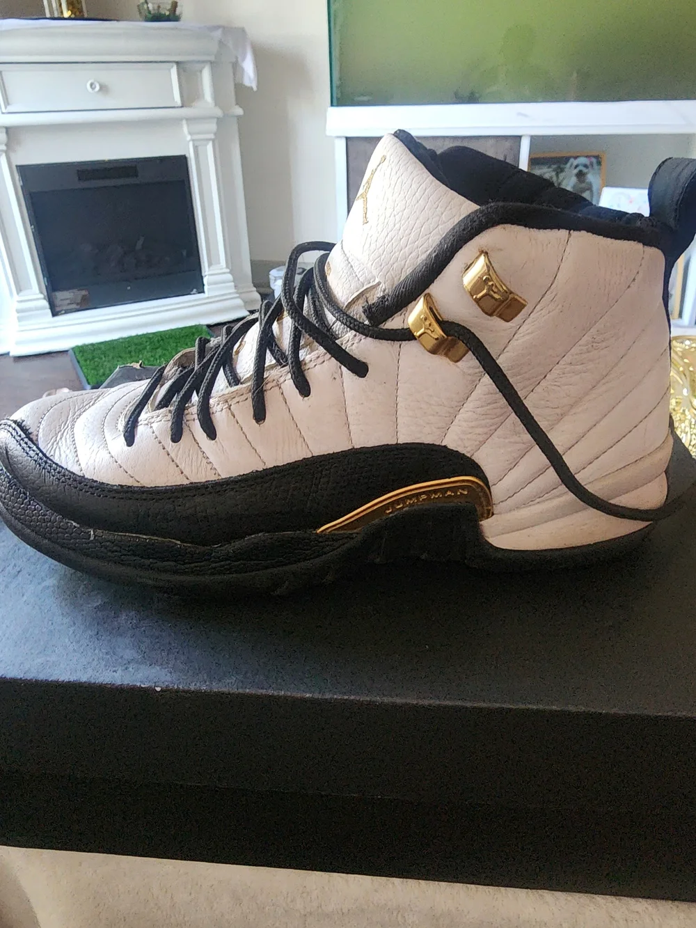 Jordan Kids' White and Black Sneakers with Gold Accents